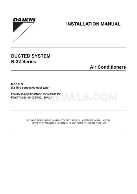 daikin fdyan160av1 installation manual.